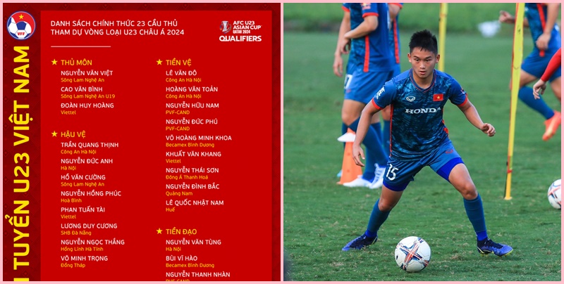 Danh sách cầu thủ U23 Việt Nam tham dự VL U23 Châu Á 2024